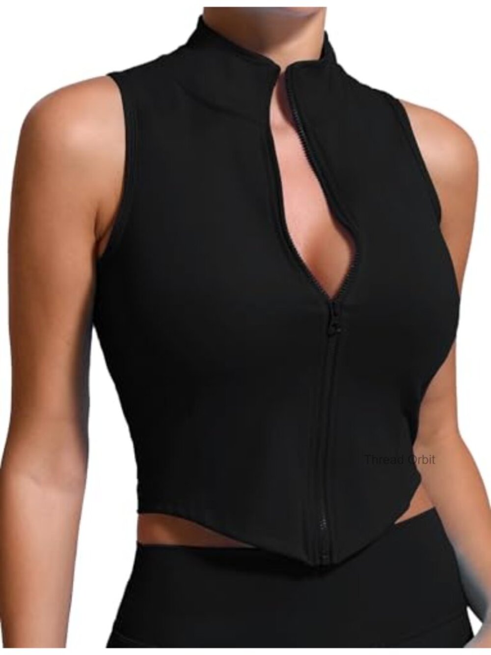 Women's Sleeveless Full Zip Golf Tank Top Slim Fit Nylon Athletic Vest